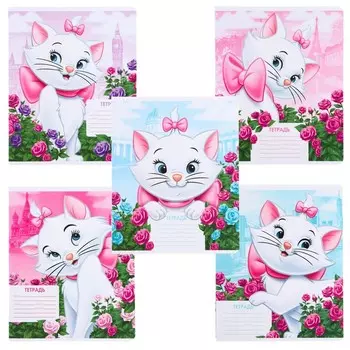 Тетрадь в линейку 12 листов, 5 видов МИКС, обложка мелованный картон, «Коты аристократы»