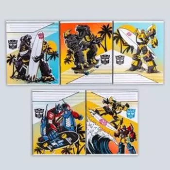 Тетрадь в клетку 12 листов, 5 видов МИКС, обложка мелованный картон, «Трансформеры»