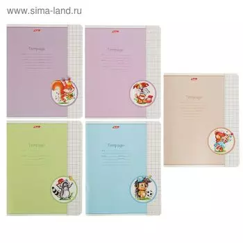 Тетрадь 12 листoв крупная клетка "Лохматики", МИКС