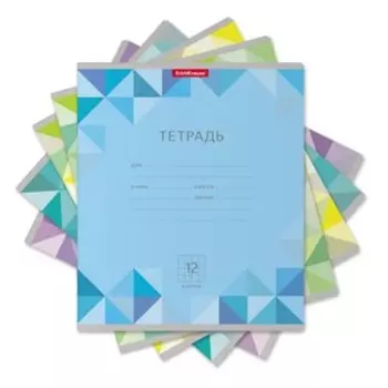 Тетрадь 12 листов в клетку ErichKrause "Optima Rhombs", обложка мелованный картон, блок офсет 100% белизны, МИКС (1 вид в спайке)