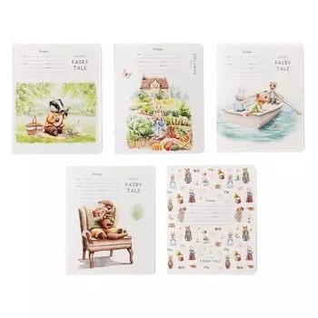 Тетрадь 12 листов в клетку на скрепке Fairy tale, обложка мелованный картон, ВД-лак, МИКС