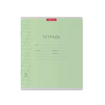 Тетрадь 12 листов в косую линейку ErichKrause «Классика Visio», обложка мелованный картон, зелёная