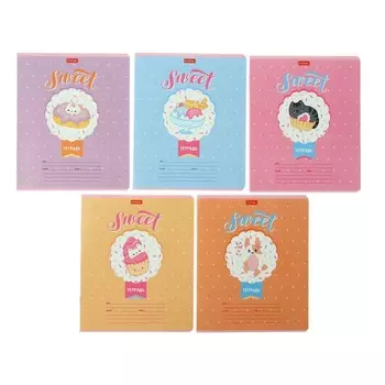 Тетрадь 12 листов в косую линейку "Вкусняшки", обложка мелованный картон, скругленные углы, блок 65 г/м2, МИКС