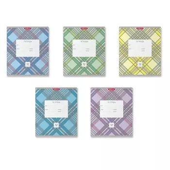 Тетрадь 12 листов в линейку, ErichKrause Optima Check, обложка мелованный картон, блок офсет, МИКС