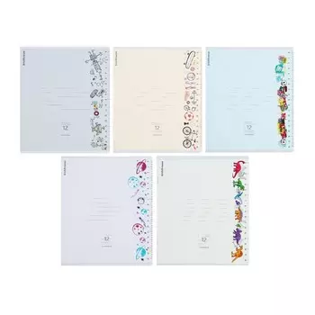 Тетрадь 12 листов в линейку ErichKrause Ruler Hobby, обложка мелованный картон, МИКС