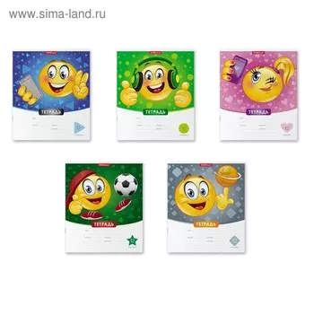 Тетрадь 12 листов в линейку ErichKrause «Смайлики», обложка мелованный картон, блок офсет, МИКС