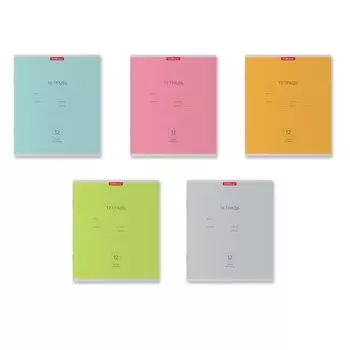 Тетрадь 12 листов в узкую линейку ErichKrause Классика Nature Colors, обложка мелованный картон, блок офсет, белизна 100%, МИКС