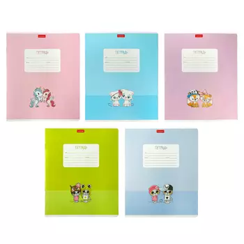 Тетрадь 12л кос лин Мультяшки, обл мел карт, скругл углы, бл 65г/м, МИКС