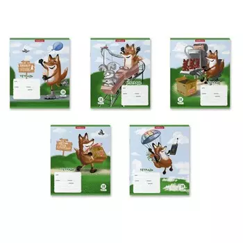 Тетрадь 18 листов в клетку ErichKrause "Хитрый лис", обложка мелованный картон, блок офсет, белизна 100%, МИКС