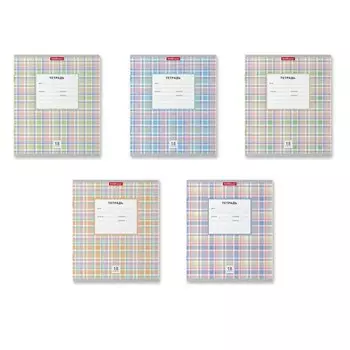 Тетрадь 18 листов в клетку ErichKrause Optima "Новая шотландка", обложка мелованный картон, блок офсет, белизна 100%, МИКС