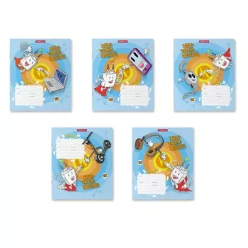 Тетрадь 18 листов в клетку ErichKrause Smart Charger, обложка мелованный картон, блок офсет, белизна 100%, МИКС