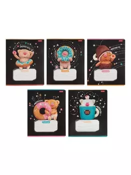 Тетрадь 18л кл Hatber "Кофейные коты", на скобе, скругл углы, 60-65г/м 5В МИКС