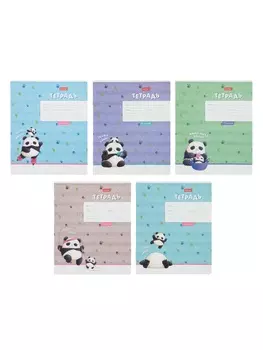 Тетрадь 18л кл Hatber "Забавные панды", на скобе, скругл углы, 60-65г/м 5В МИКС