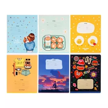 Тетрадь 24 листа в клетку "Девочки", обложка мелованный картон, блок офсет, МИКС