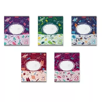 Тетрадь 24 листа в клетку ErichKrause Cosmic Trash, обложка мелованный картон, блок офсет, белизна 100%, МИКС