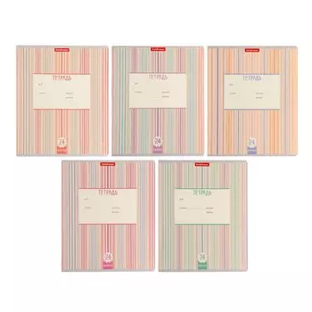 Тетрадь 24 листа в клетку ErichKrause Optima Stripes, обложка мелованный картон, блок офсет, белизна 100%, МИКС