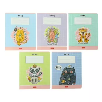 Тетрадь 24 листа в клетку Freaky friends, обложка мелованный картон, скругленные углы, блок 65 г/м2, поля, МИКС