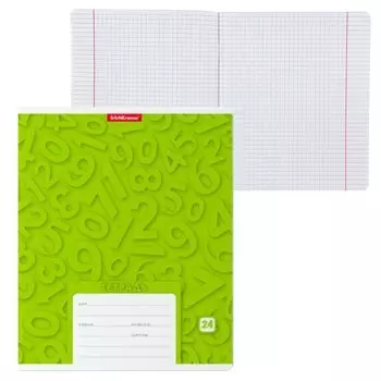 Тетрадь 24 листа в клетку "Типографика. Цифры", обложка мелованный картон, блок офсет, белизна 100%, микс