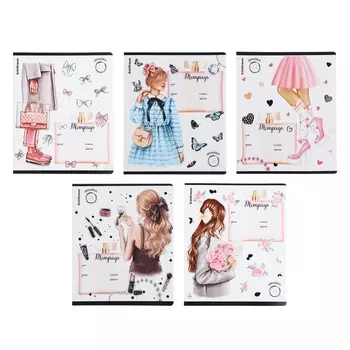 Тетрадь 24 листа в линейку, ErichKrause Fashion Girl, обложка мелованный картон, УФ-лак с глиттером, блок офсет 100% белизна, МИКС