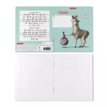 Тетрадь 24 листа в линейку, ErichKrause "Лама", обложка мелованный картон, блок офсет, МИКС