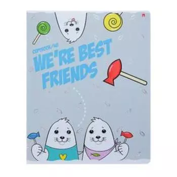 Тетрадь 48 листов клетка "Бельки", обложка мелованный картон, фольгирование, УФ-лак, конгрев, МИКС