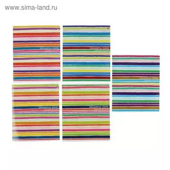 Тетрадь 48 листов клетка «Полосы», обложка мелованный картон, УФ-лак, 5 видов МИКС