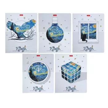 Тетрадь 48 листов в клетку 1Gogh, обложка мелованный картон, матовая ламинация, блок 65 г/м2