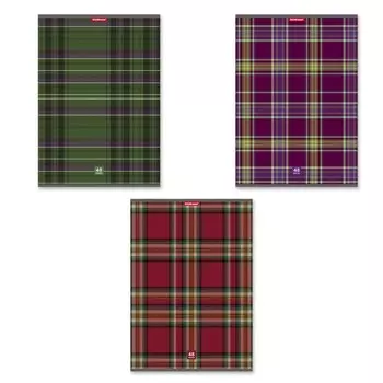 Тетрадь 48 листов в клетку, А4, ErichKrause "Scottish Cage", пластиковая обложка, блок офсет. белизна 100%, микс