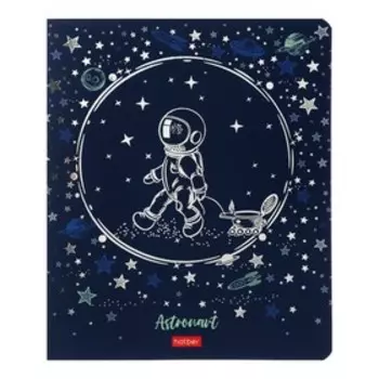 Тетрадь 48 листов в клетку "Астронавт", обложка мелованный картон, матовая ламинация, 3D фольга, блок 65 г/м2, поля, МИКС