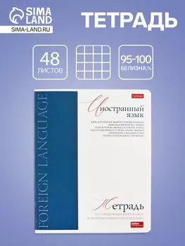 Тетрадь 48 листов в клетку «Буквица» Иностранный язык, белые листы