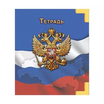 Тетрадь 48 листов в клетку Calligrata "ГосСимволика", обложка мелованный картон, ТВИН-лак, тиснение фольгой, блок офсет МИКС
