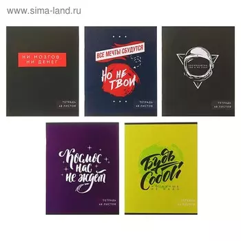 Тетрадь 48 листов в клетку, Calligrata «Надпись-1», МИКС