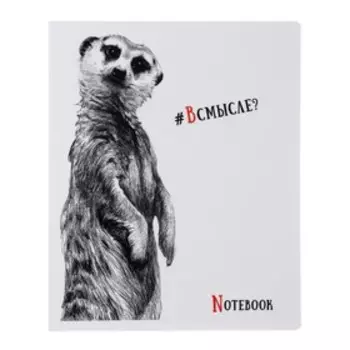 Тетрадь 48 листов в клетку "Черно-белые звери", обложка мелованный картон, ламинация Soft-Touch, выборочный УФ-лак, блок офсет, МИКС
