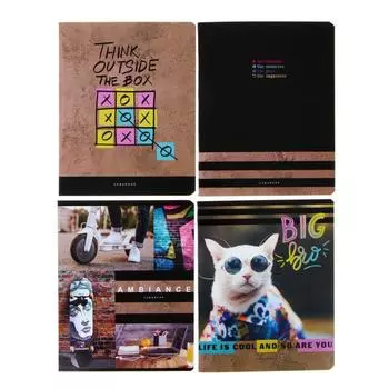 Тетрадь 48 листов в клетку Cool life, обложка мелованный картон, матовая ламинация, блок офсет, МИКС