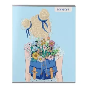 Тетрадь 48 листов в клетку "Цветы", обложка мелованный картон, выборочный твин-лак, МИКС