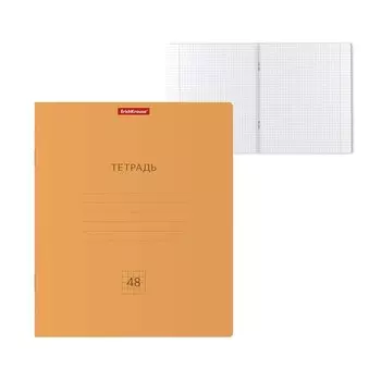 Тетрадь 48 листов в клетку ErichKraus Neon "Классика", обложка мелованный картон, блок офсет, белизна 100%, оранжевая
