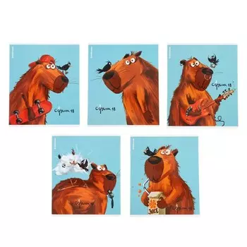 Тетрадь 48 листов в клетку, ErichKrause Happy Capy, обложка мелованный картон, МИКС