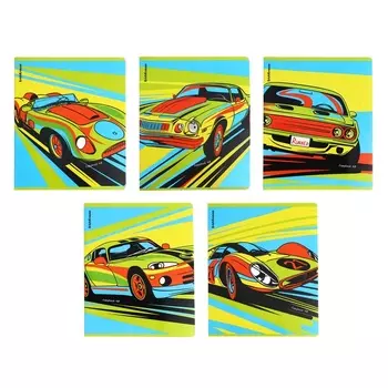 Тетрадь 48 листов в клетку ErichKrause "Neon Car", глянцевая ламинация, обложка мелованный картон, микс