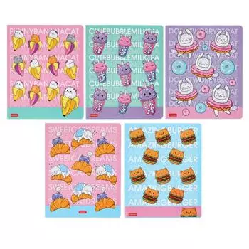 Тетрадь 48 листов, в клетку, "Котоеда", обложка мелованный картон, блок офсет, МИКС