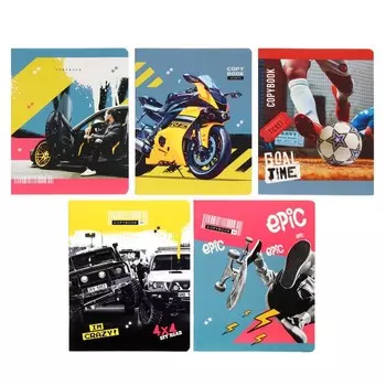 Тетрадь 48 листов в клетку "Мальчики", обложка мелованный картон, блок офсет, МИКС