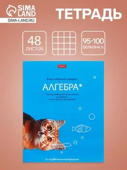 Тетрадь 48 листов в клетку «Мой любимый предмет» Алгебра, белые листы
