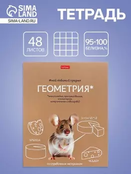 Тетрадь 48 листов в клетку «Мой любимый предмет» Геометрия, белые листы