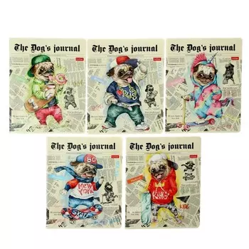 Тетрадь 48 листов в клетку «Мопс LIFE», обложка мелованный картон, блок 65 г/м, МИКС