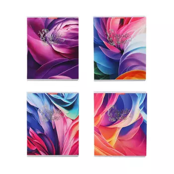 Тетрадь 48 листов в клетку "Мягкие линии", обложка мелованный картон, ламинация софт-тач, тиснение фольгой, блок 65 г/м2, МИКС