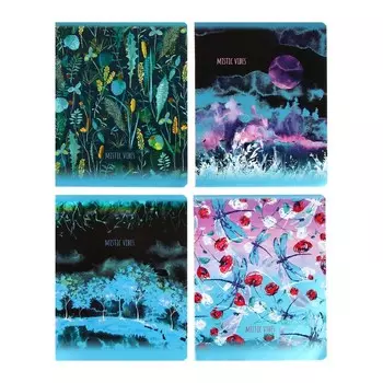 Тетрадь 48 листов в клетку Mystic vibes, обложка мелованный картон с печатью металлизированной краской, блок 65 г/м2, МИКС