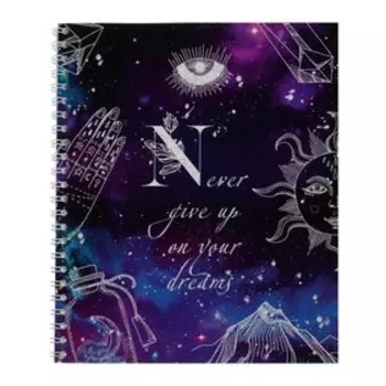 Тетрадь 48 листов в клетку на гребне "Лунная мистерия", обложка мелованный картон, матовая ламинация, блок офсет, МИКС