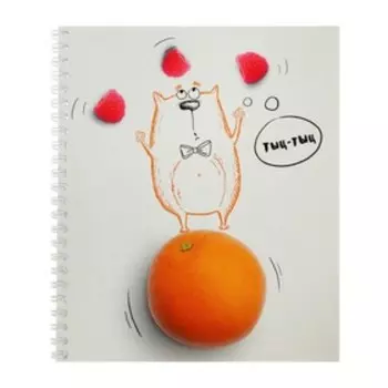 Тетрадь 48 листов в клетку на гребне "Жил-был Кот", обложка мелованный картон, выборочный УФ-лак, блок офсет, МИКС