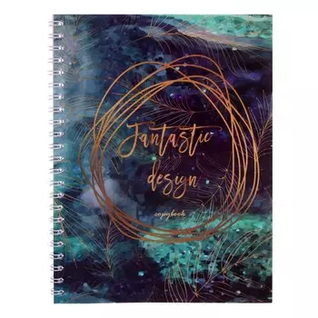 Тетрадь 48 листов в клетку на гребне "Золотая абстракция", обложка мелованный картон, выборочный УФ-лак, глиттер, блок офсет