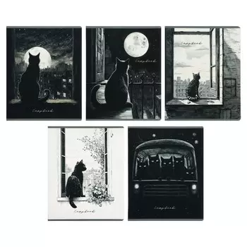 Тетрадь 48 листов в клетку на скрепке "Не просто коты...", обложка мелованный картон, твин-лак, УФ-лак, блок офсет, МИКС