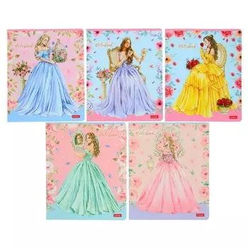 Тетрадь 48 листов в клетку "Нежные грации", обложка мелованный картон, матовая ламинация, МИКС